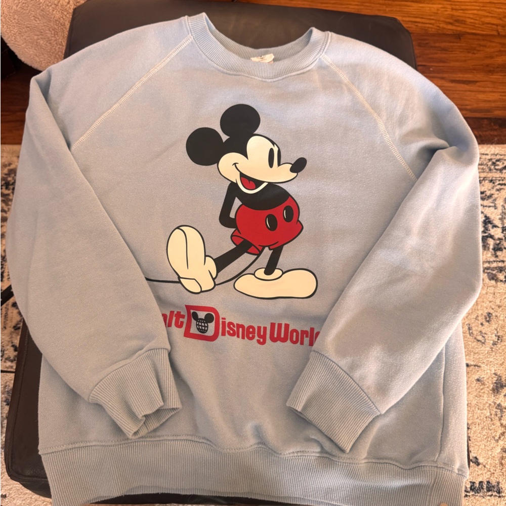 Disney Men's Blue Crewneck Sweater with Mickey Mouse